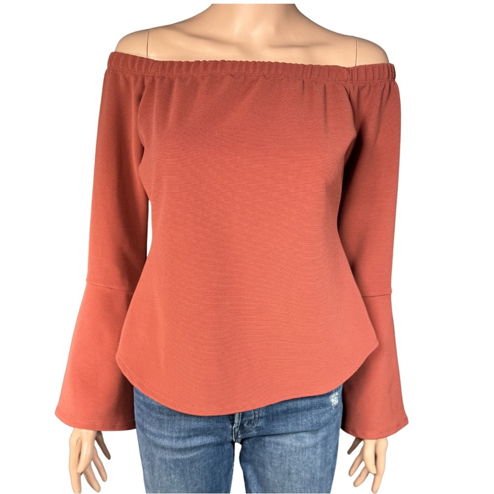 Leith Rust Off-Shoulder Bell Sleeve Top‎ – Size M